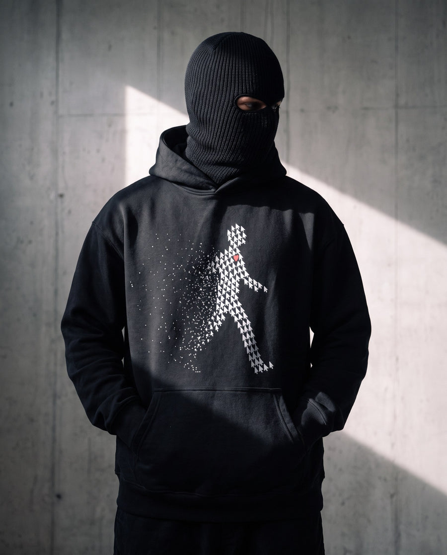 Cursored Hoodie black, worn – SKREWED