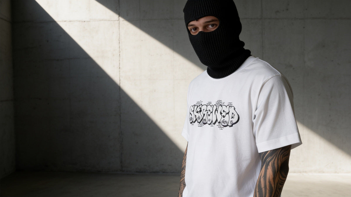 Graffiti Logo Shirt white, worn – SKREWED